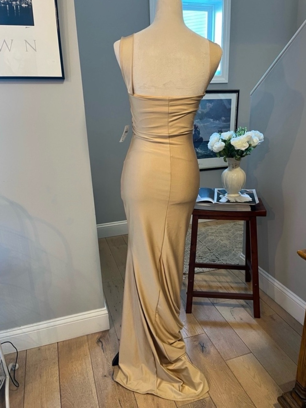 WINDSOR Mermaid Formal to Floor Prom Party Dress Rushed Bodice Wide Straps SMALL - Picture 3 of 5